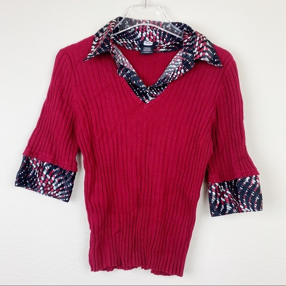 Studio 1940 Women's Layered Red Sweater Top Large - Picture 4 of 12